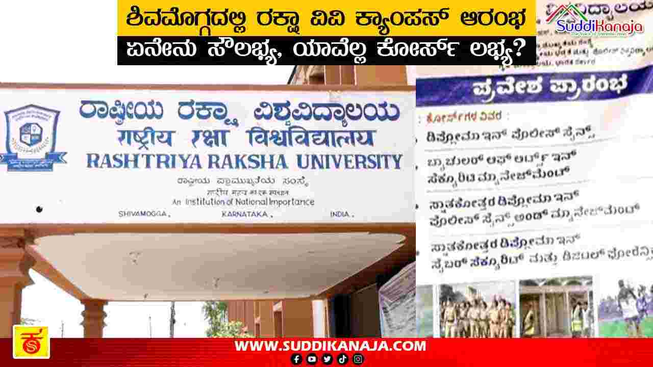 Rashtriya Raksha University | ಶಿವಮೊಗ್ಗದಲ್ಲಿ ದೇಶದ 5ನೇ ರಾಷ್ಟ್ರೀಯ ರಕ್ಷಾ ವಿವಿ ಕ್ಯಾಂಪಸ್ ಆರಂಭ, ಯಾವೆಲ್ಲ ಕೋರ್ಸ್’ಗಳು ಲಭ್ಯ? ಪೂರ್ಣ ಮಾಹಿತಿ ಇಲ್ಲಿದೆ